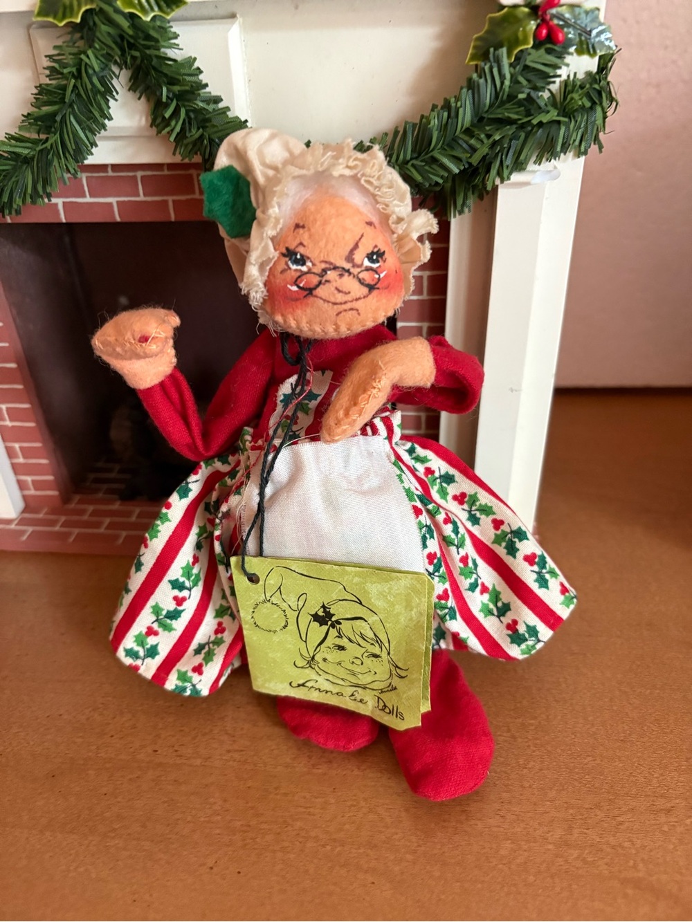 Vintage Annalee Mrs. Claus Doll Apron 1971 7” Felt Christmas Figure Meredith NH